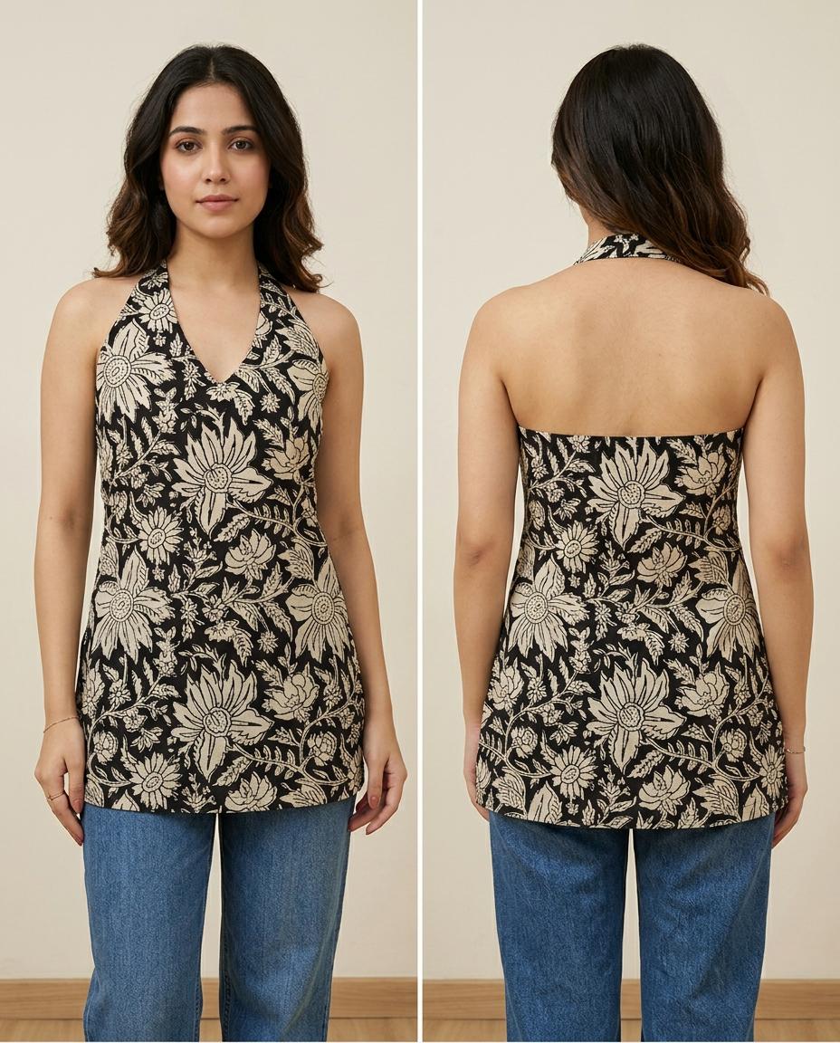 Dark Botanica Halter Neck Top