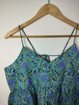 Aqua Dreamscape Cotton Noodle Strap Top