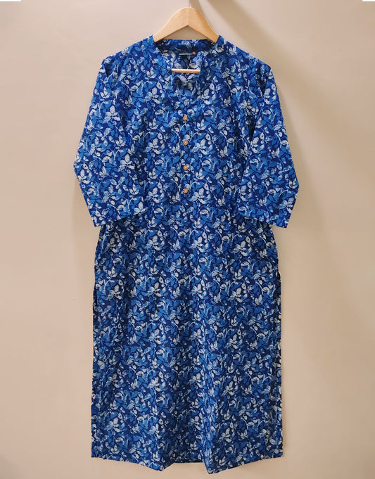Indigo Cotton Long Kurta