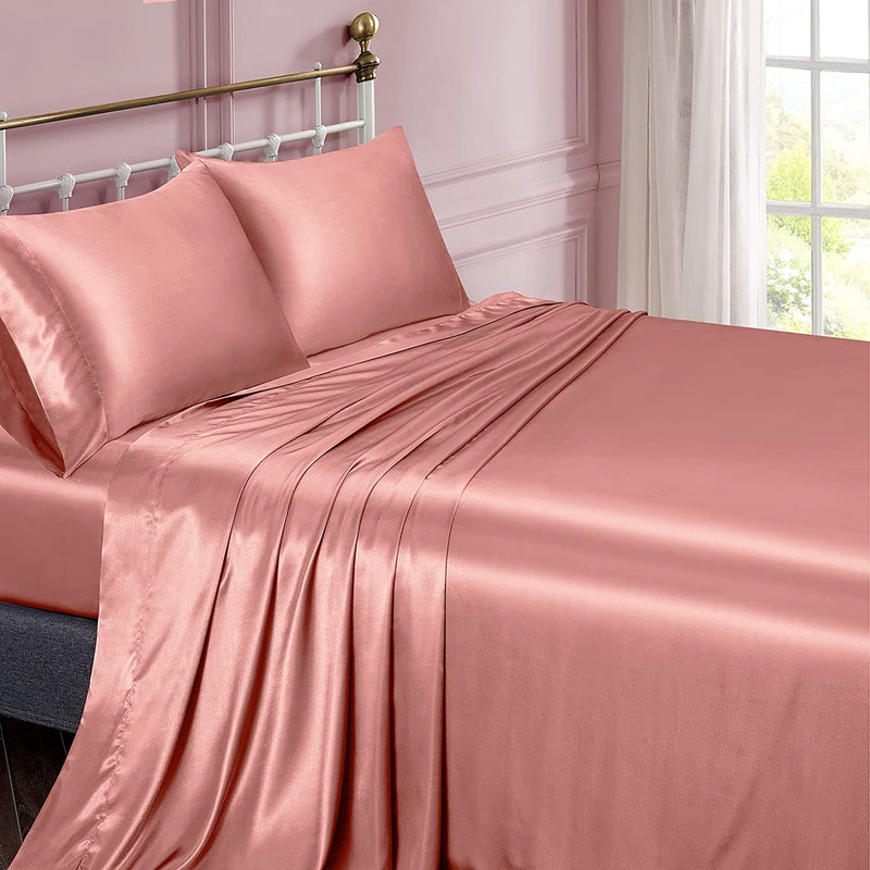 Satin Elastic Fitted Sheet & 2 Pillow Covers