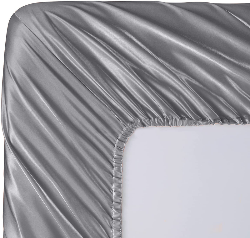 Satin Elastic Fitted Sheet & 2 Pillow Covers