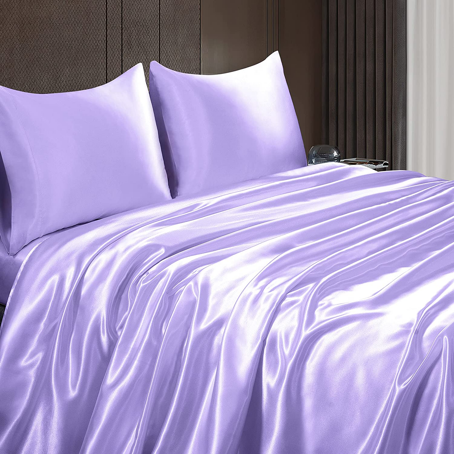 Satin Elastic Fitted Sheet & 2 Pillow Covers