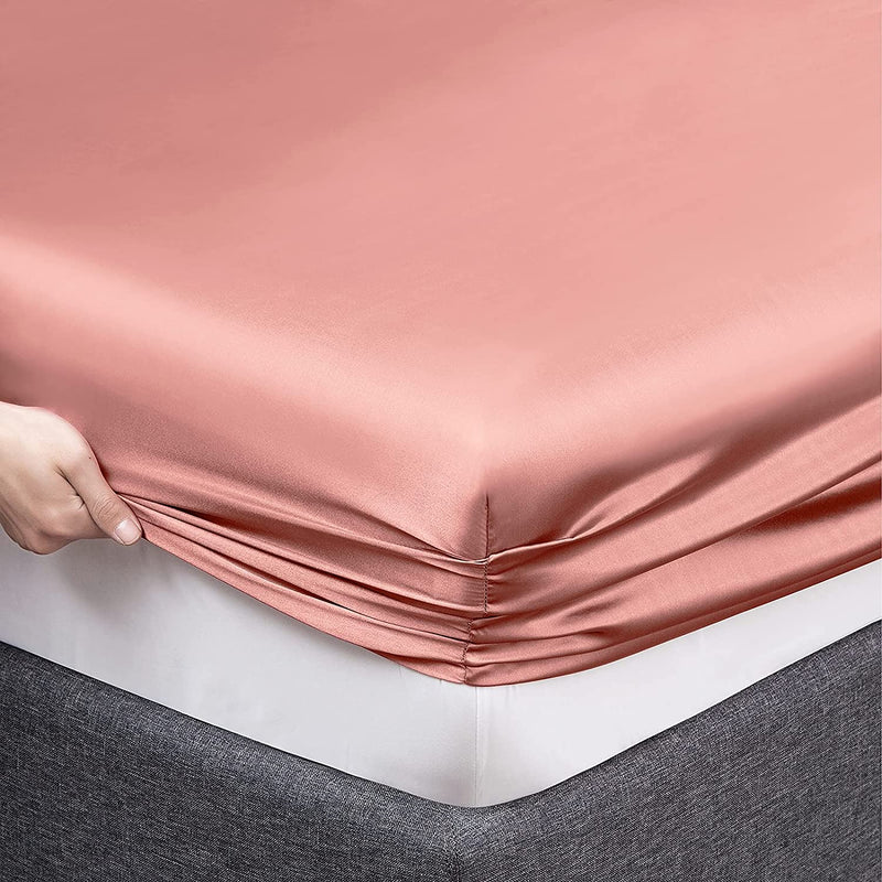 Satin Elastic Fitted Sheet & 2 Pillow Covers