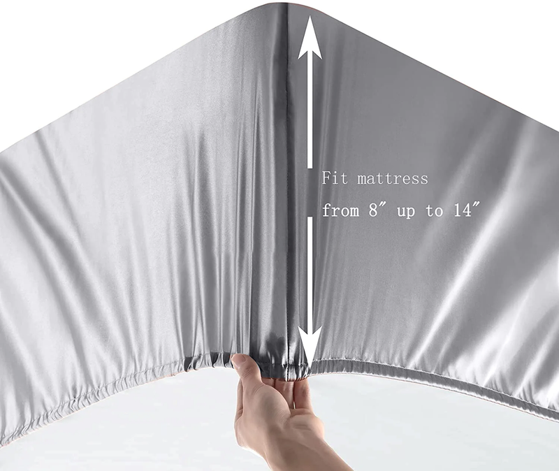Satin Elastic Fitted Sheet & 2 Pillow Covers