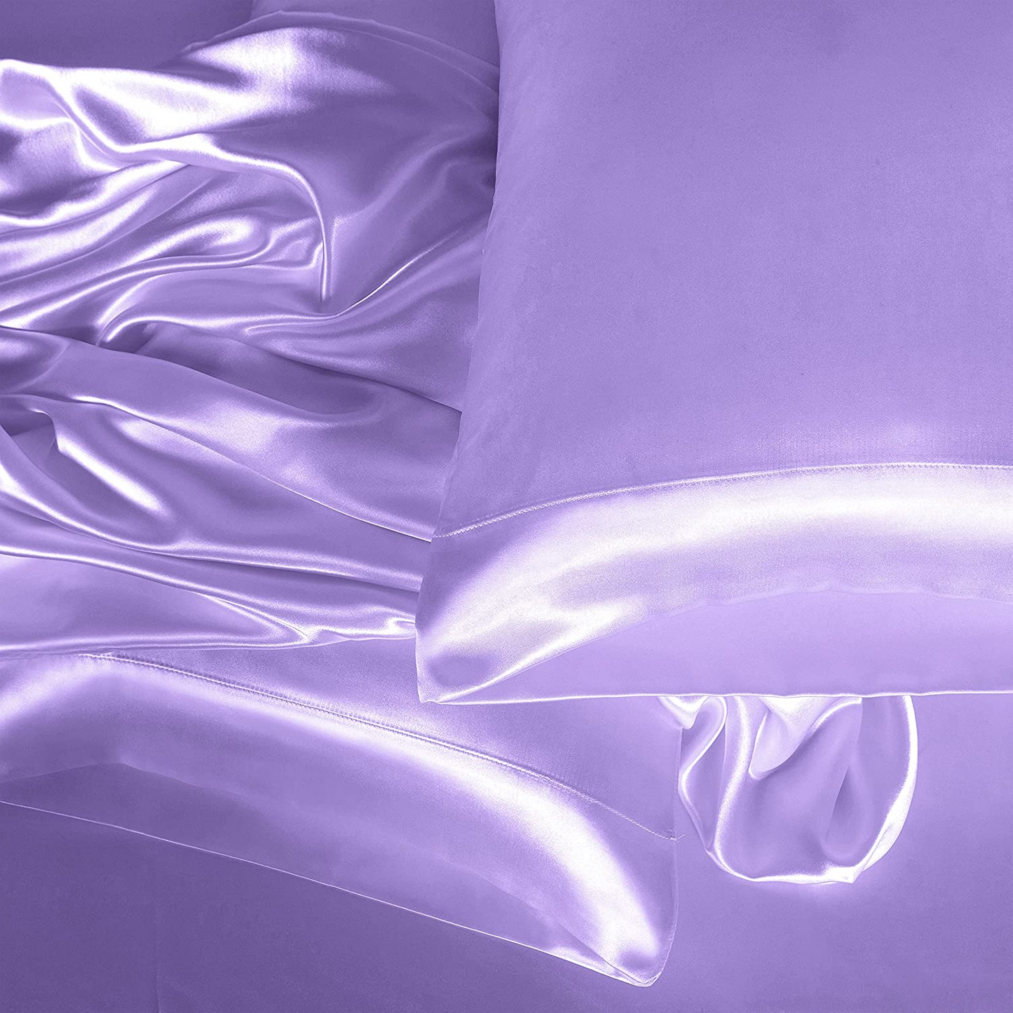Satin Elastic Fitted Sheet & 2 Pillow Covers