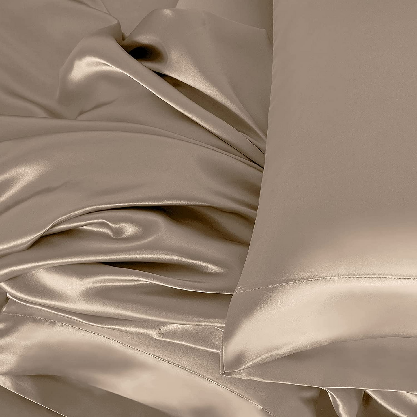 Satin Elastic Fitted Sheet & 2 Pillow Covers
