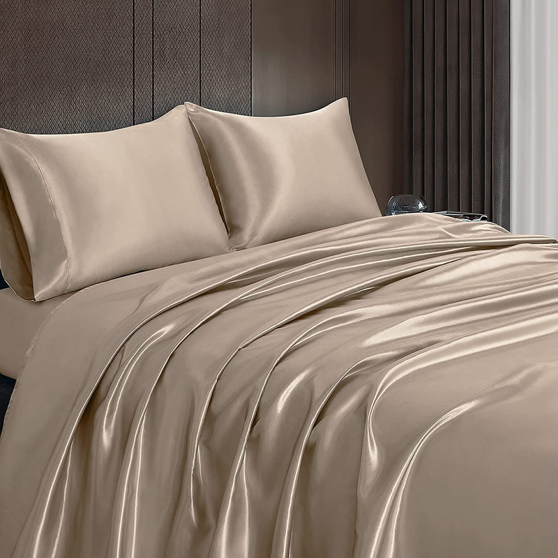 Satin Elastic Fitted Sheet & 2 Pillow Covers