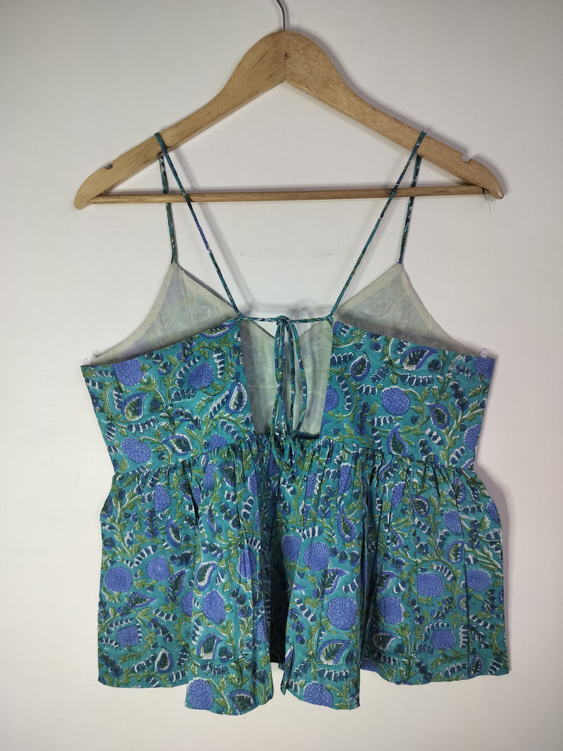 Aqua Dreamscape Cotton Noodle Strap Top
