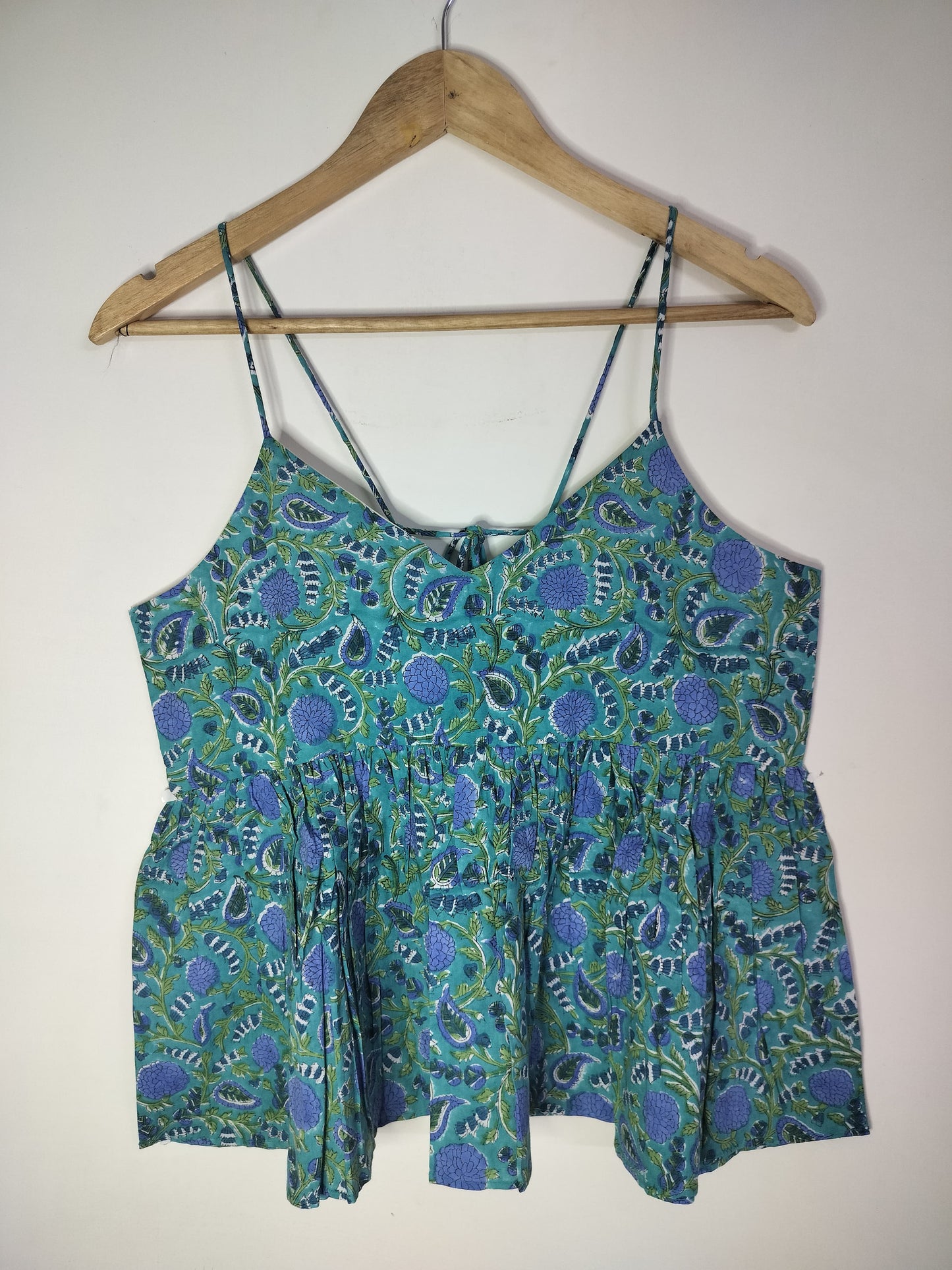 Aqua Dreamscape Cotton Noodle Strap Top