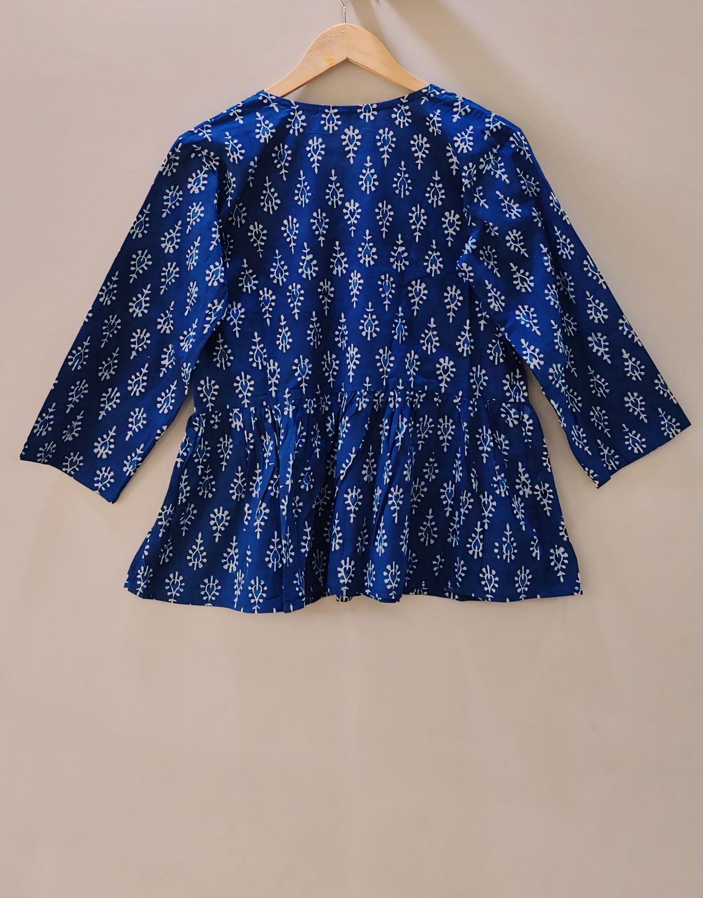 Navy Blue Peplum Top (kantha fabric)