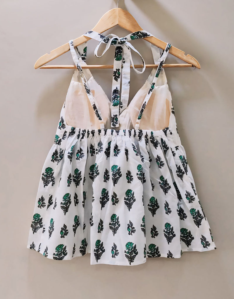 Creamy Cotton Halter Neck Padded Top