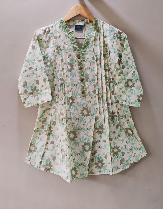 Soft Sage Cotton Short Kurta