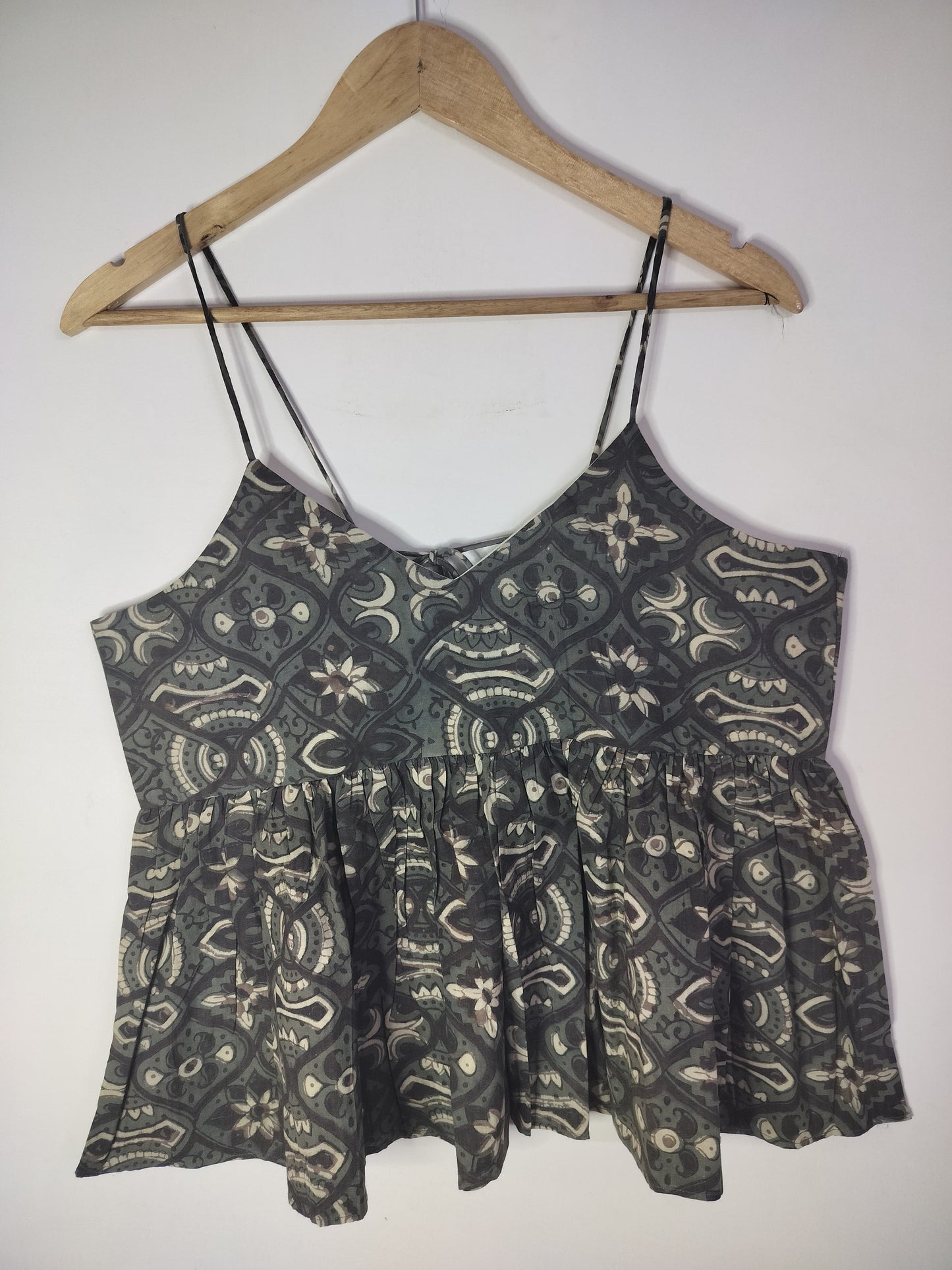 Charcoal Cotton Noodle Strap Top