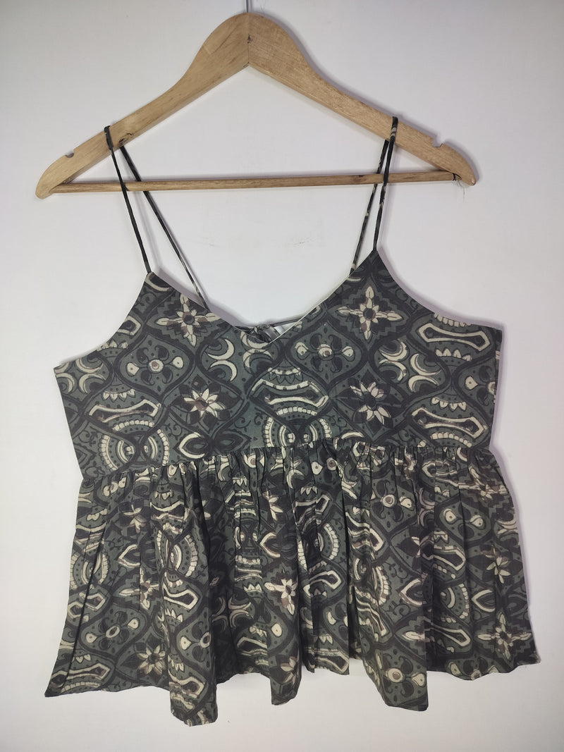 Charcoal Cotton Noodle Strap Top