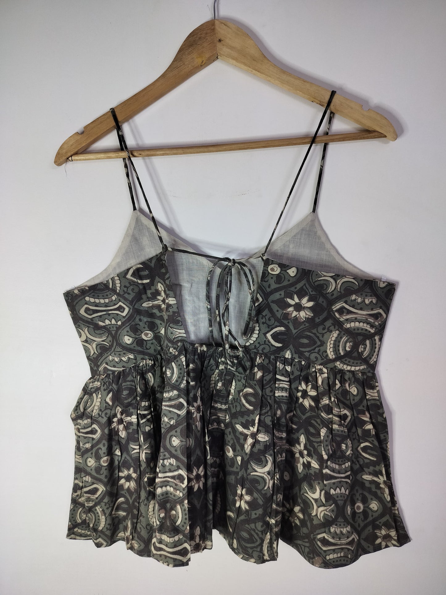 Charcoal Cotton Noodle Strap Top