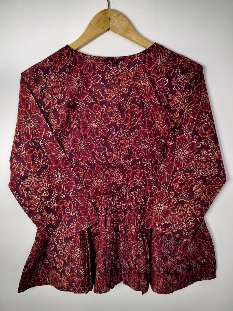 Crimson Bloom Peplum Top