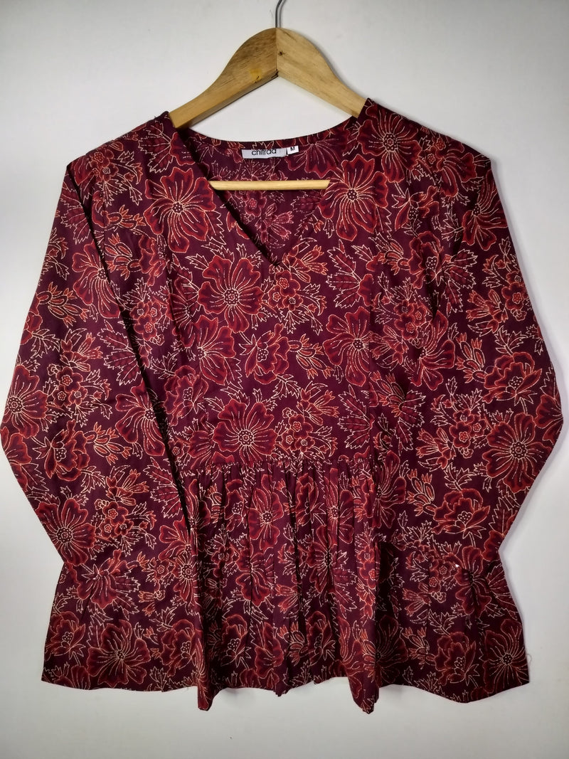 Crimson Bloom Peplum Top