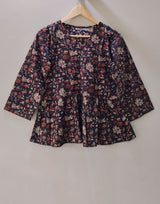Dark Academia Peplum Top (kantha fabric)