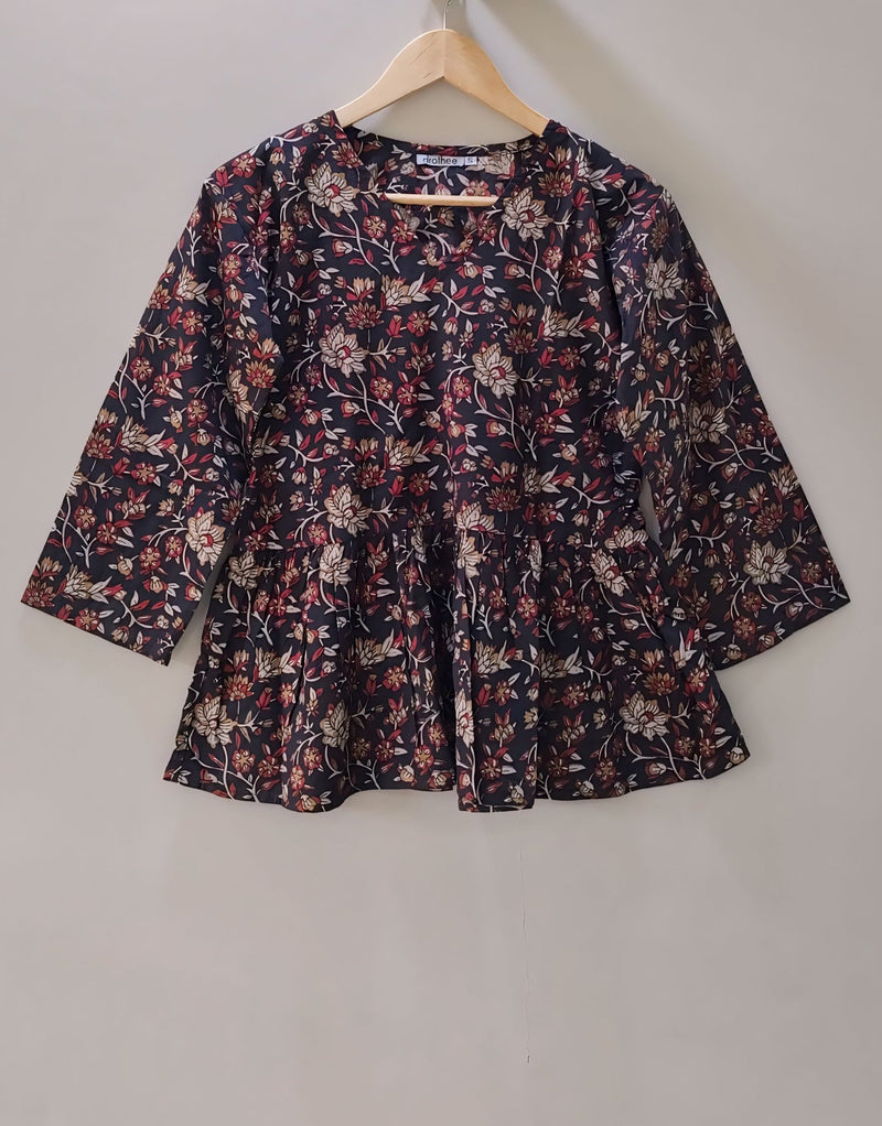 Dark Academia Peplum Top (kantha fabric)