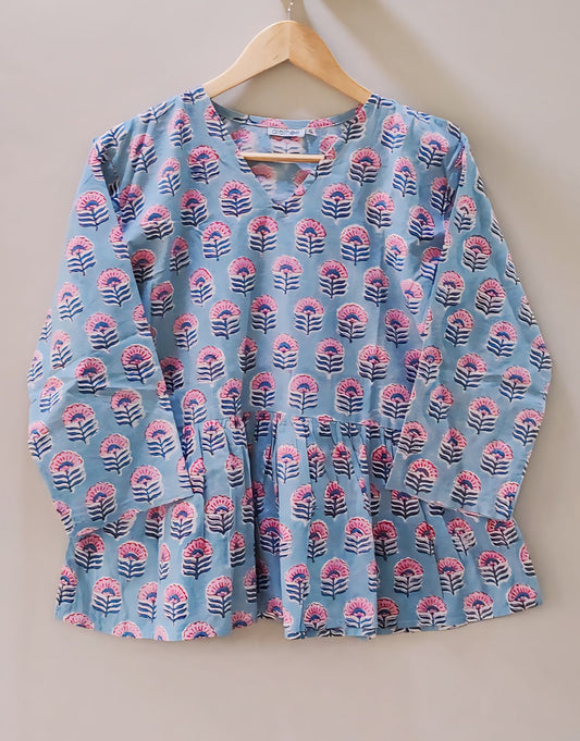 Pastel Peplum Top (kantha fabric)