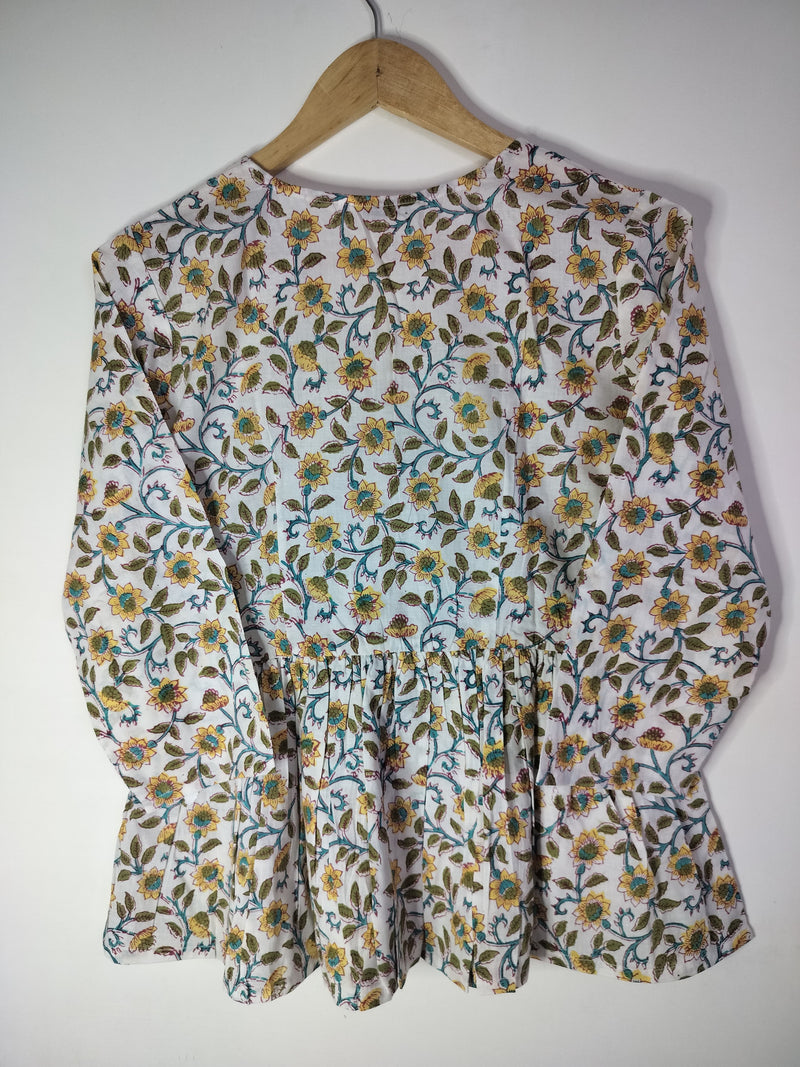 Golden Daisy Field Peplum Top