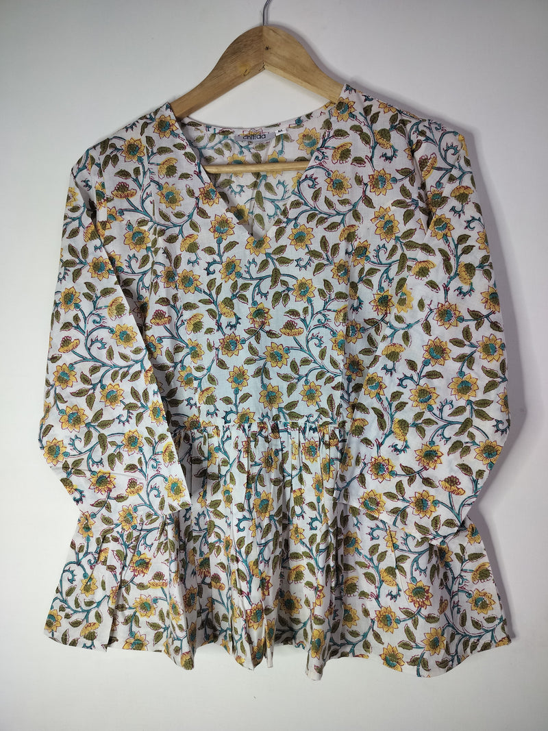 Golden Daisy Field Peplum Top