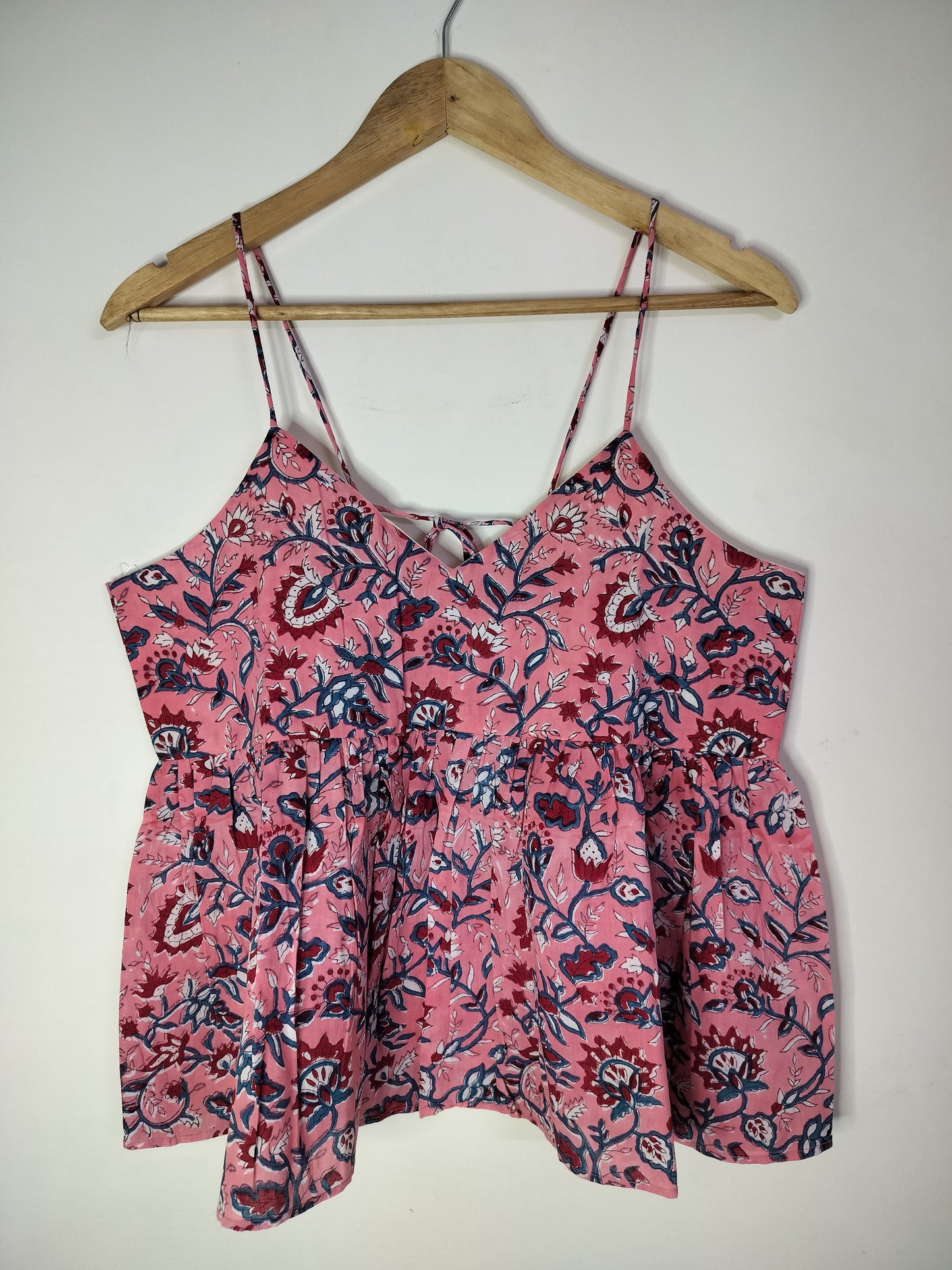 Midnight Petals Cotton Noodle Strap Top