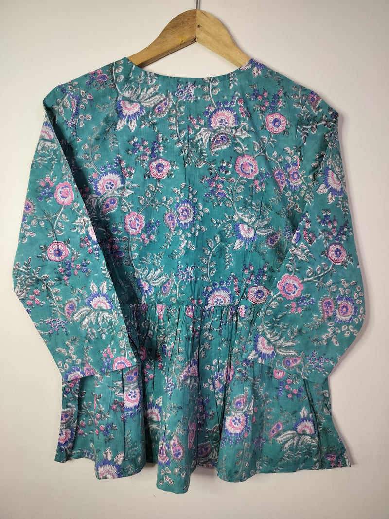 Ocean Bliss Floral Peplum Top