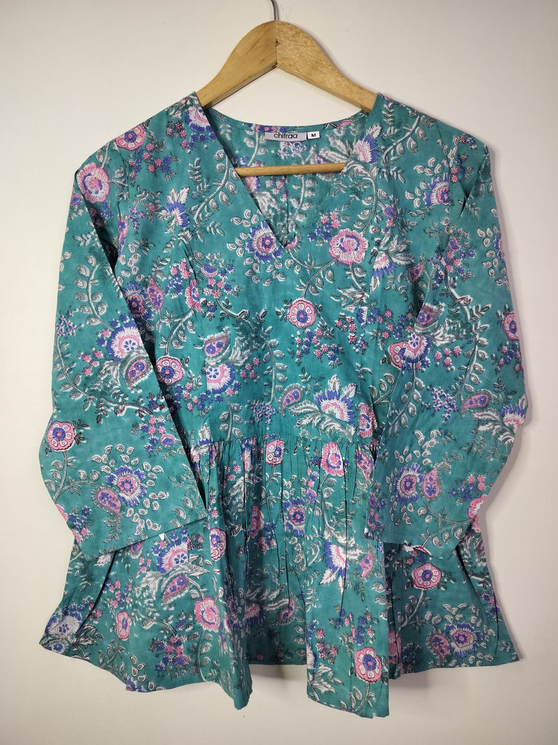 Ocean Bliss Floral Peplum Top
