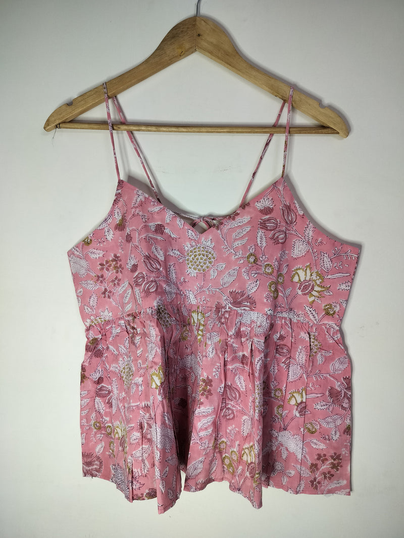 Pink Meadow Cotton Noodle Strap Top