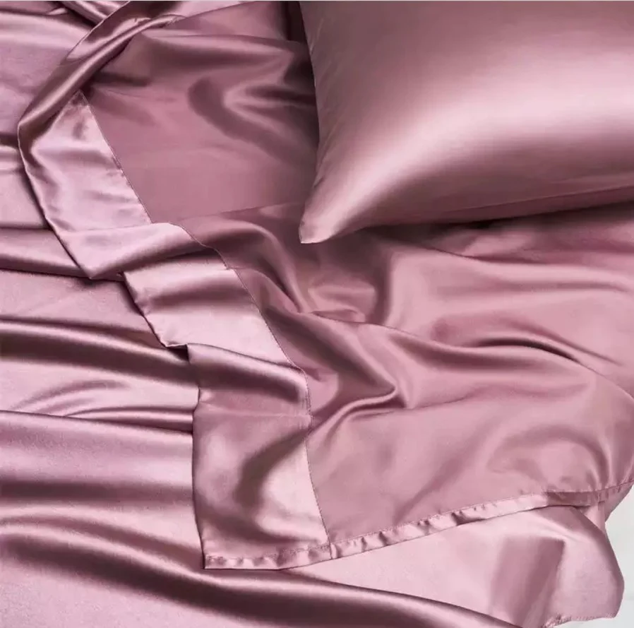 Satin Elastic Fitted Sheet & 2 Pillow Covers