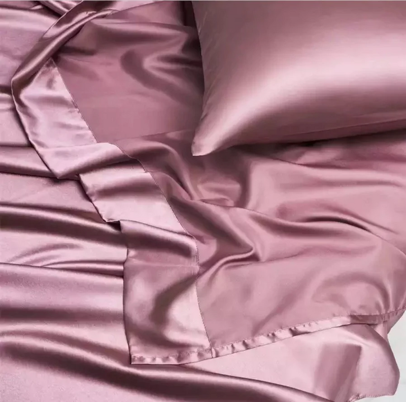 Satin Elastic Fitted Sheet & 2 Pillow Covers