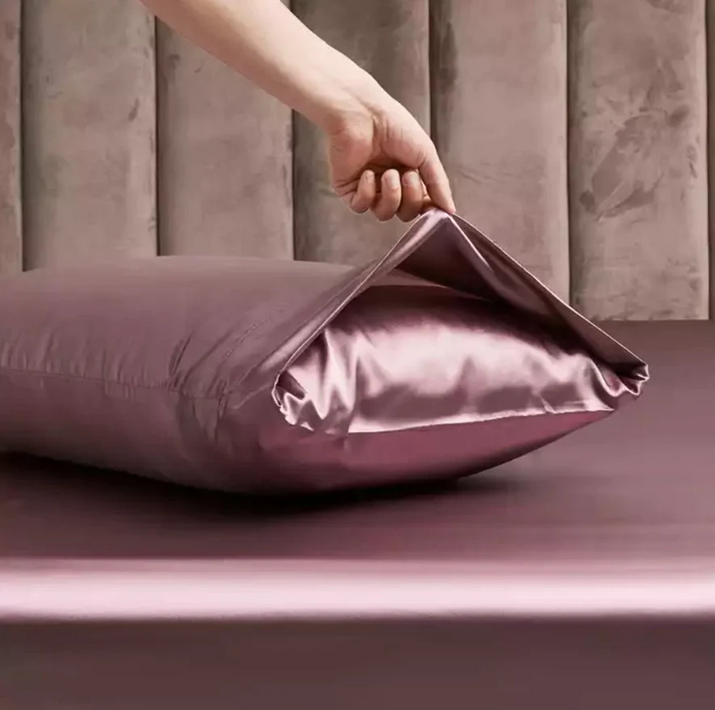 Satin Elastic Fitted Sheet & 2 Pillow Covers