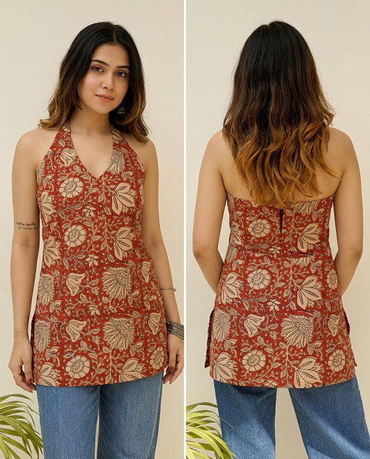 Kalamkari Crush Halter Neck Top