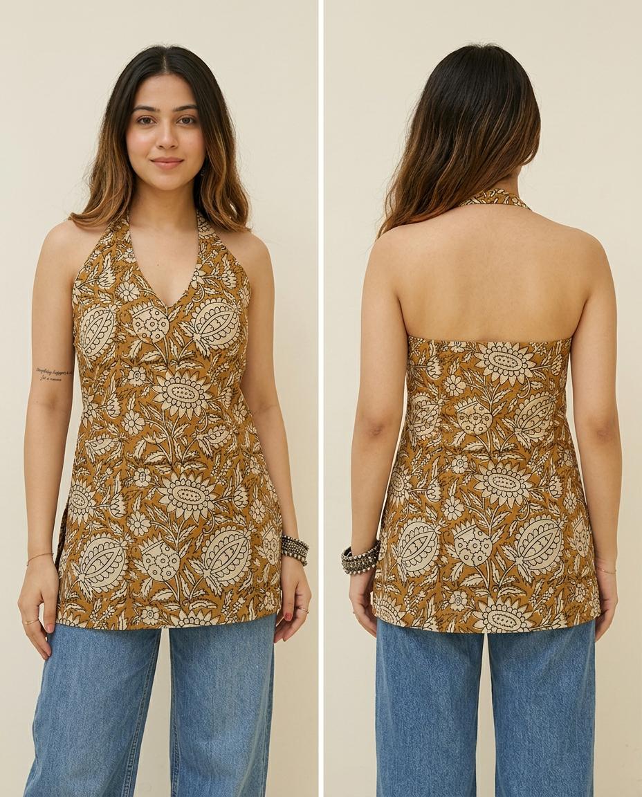 Golden Jungle Halter Neck Top
