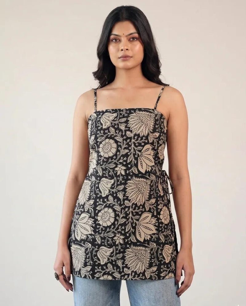 Midnight Kalamkar Sphagetti Top
