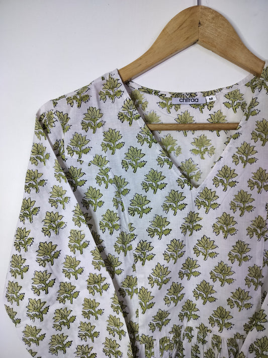 Olive Bloom Peplum Top