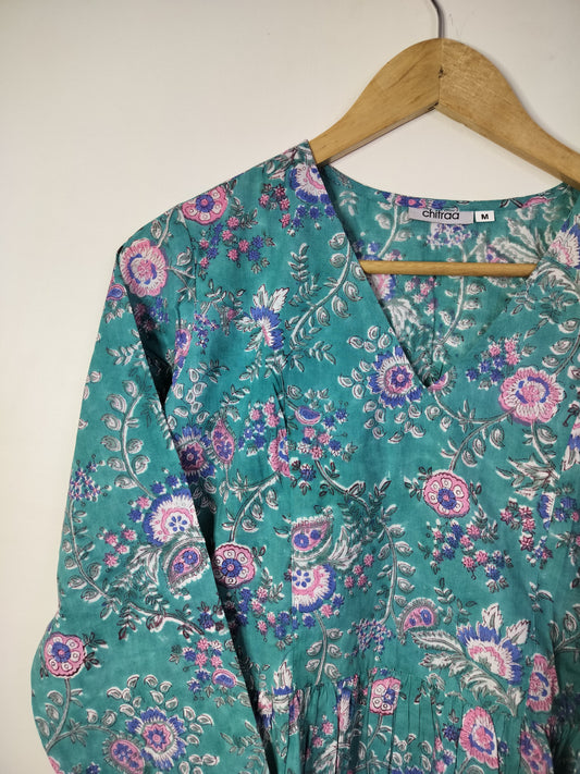 Ocean Bliss Floral Peplum Top