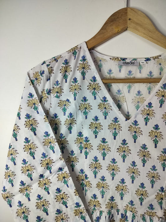 Floral Charm Cotton Peplum Top