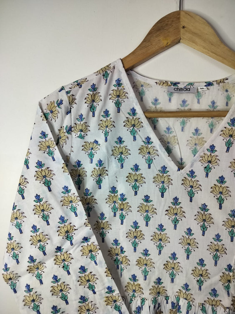 Floral Charm Cotton Peplum Top