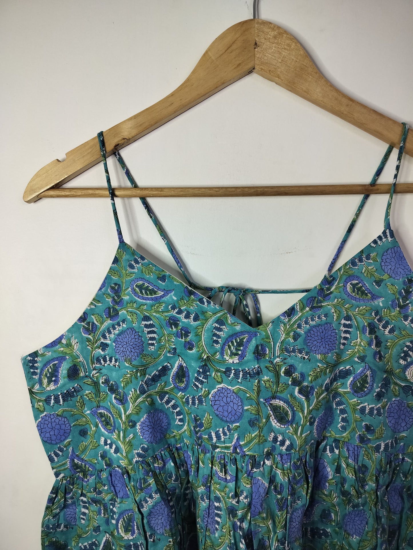 Aqua Dreamscape Cotton Noodle Strap Top