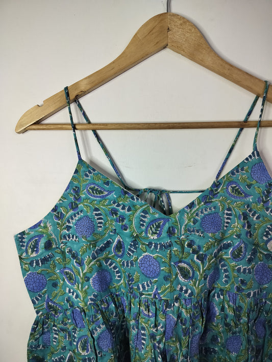 Aqua Dreamscape Cotton Noodle Strap Top