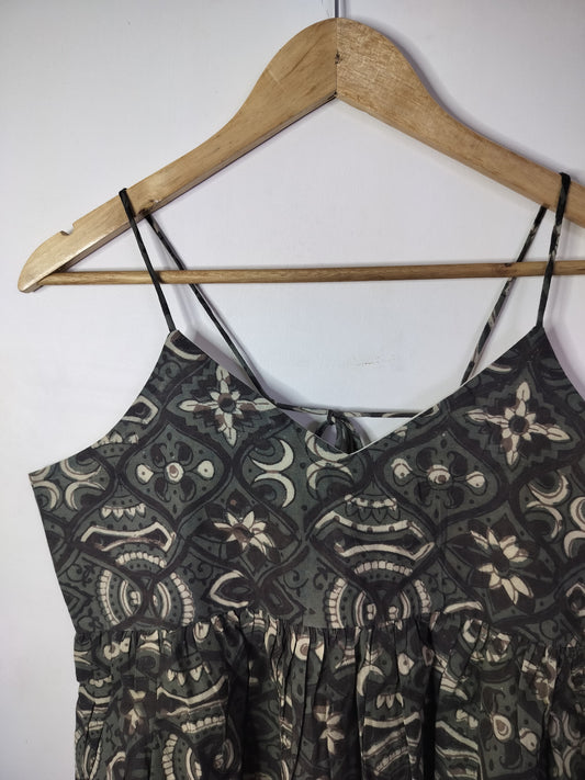 Charcoal Cotton Noodle Strap Top