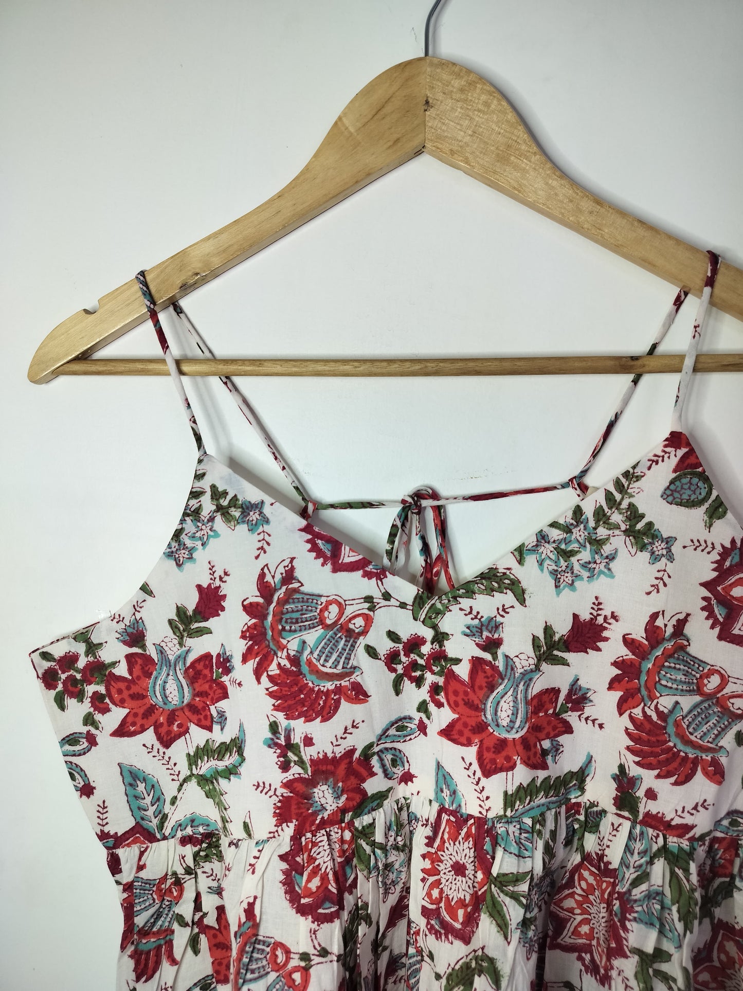 Blossom Whirl Cotton Noodle Strap Top