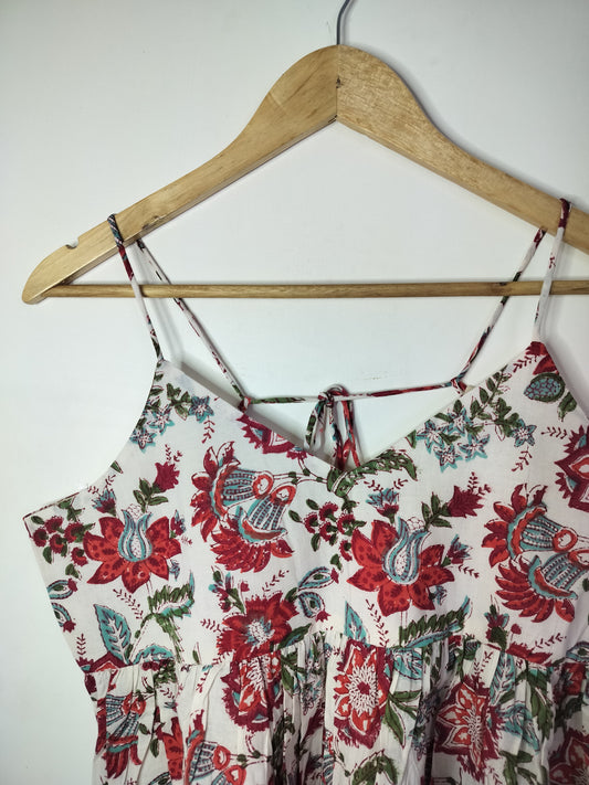 Blossom Whirl Cotton Noodle Strap Top