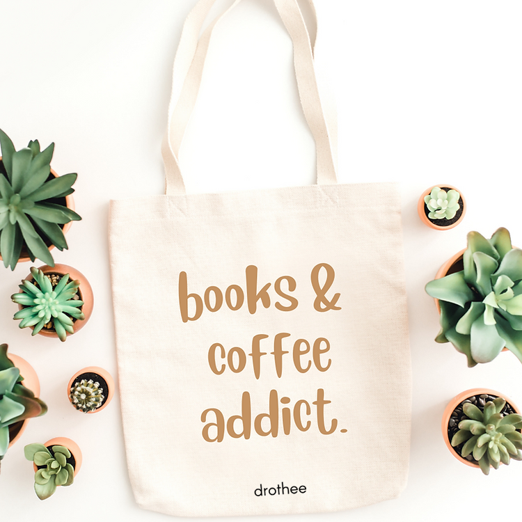 Books & Coffee Addict Tote Bag
