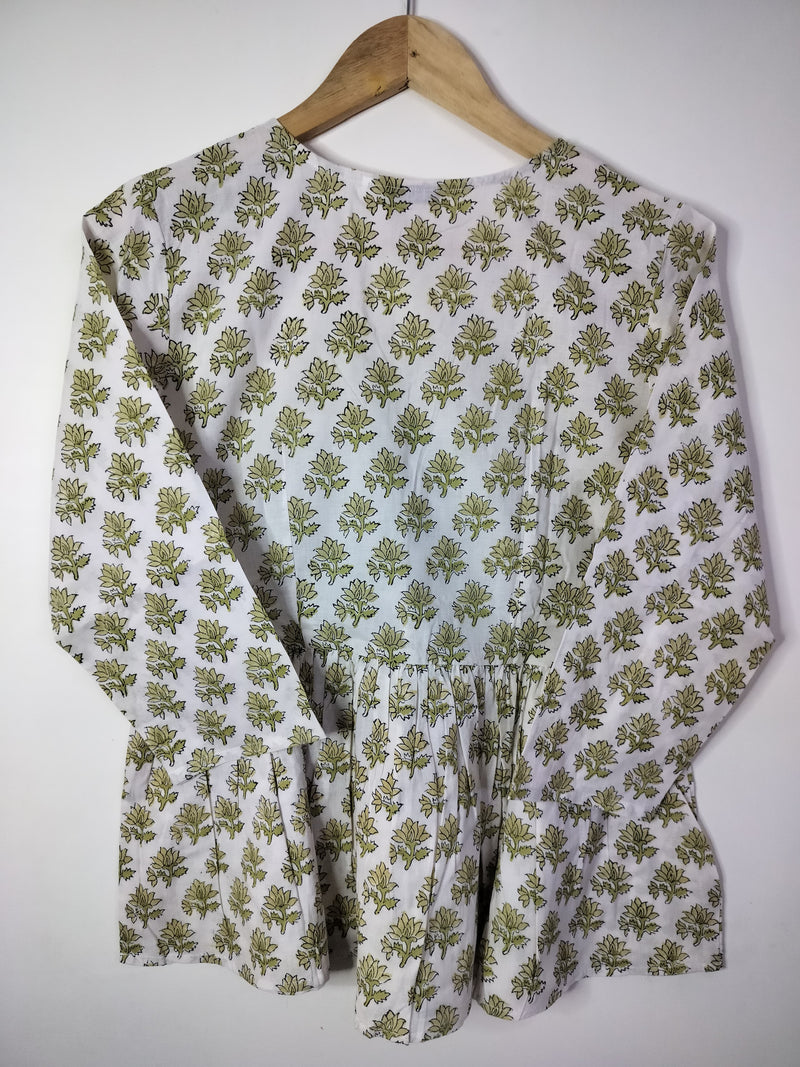 Olive Bloom Peplum Top