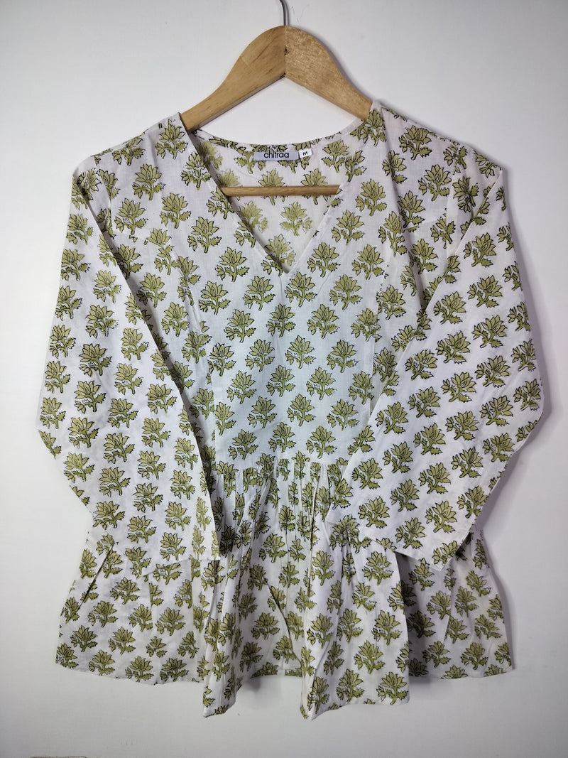Olive Bloom Peplum Top