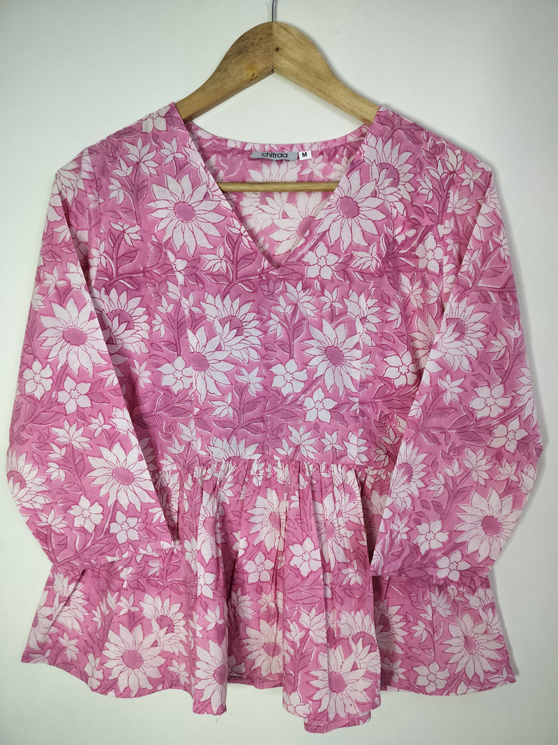 Rosy Floral Peplum Top